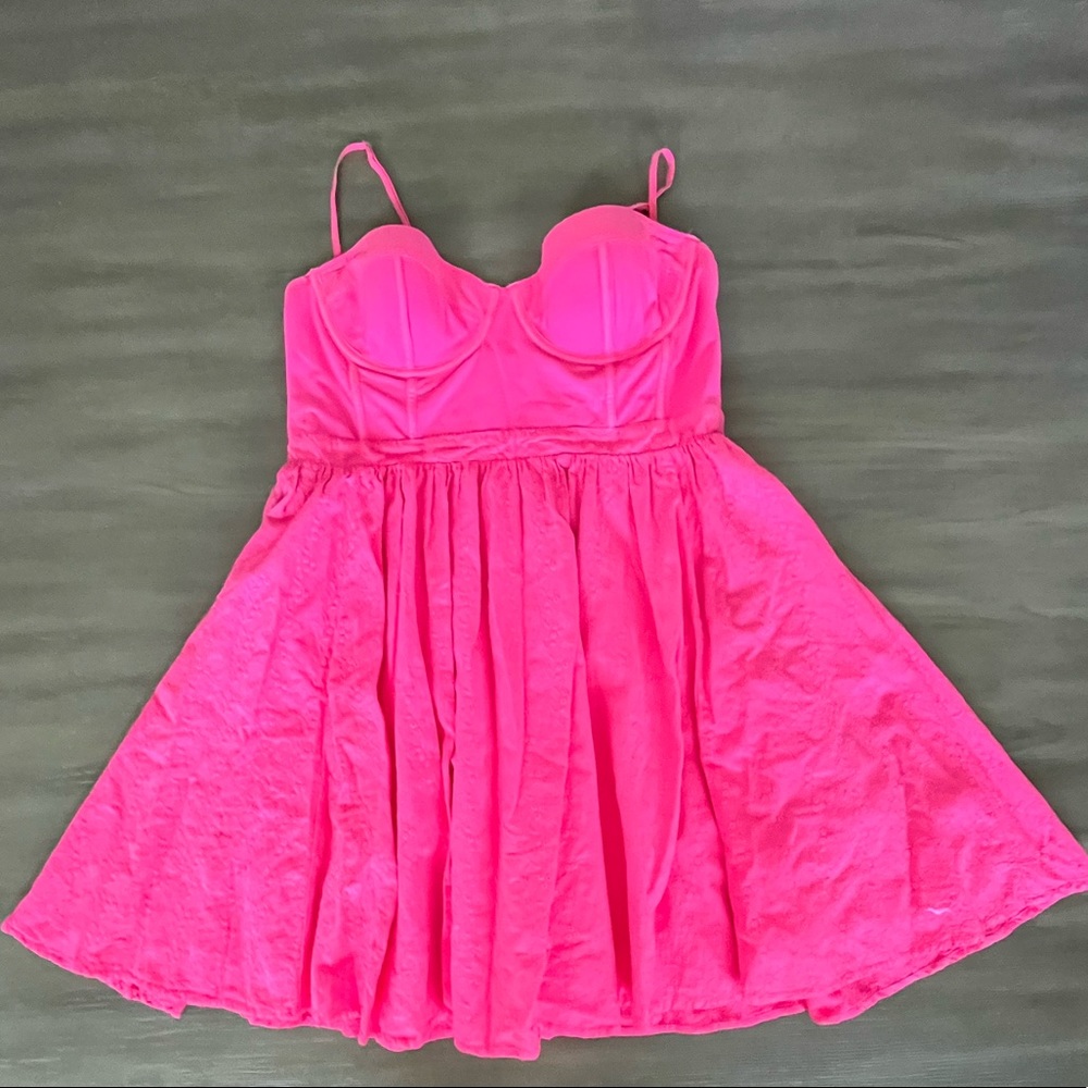 Pink Bustier Eyelet Dress